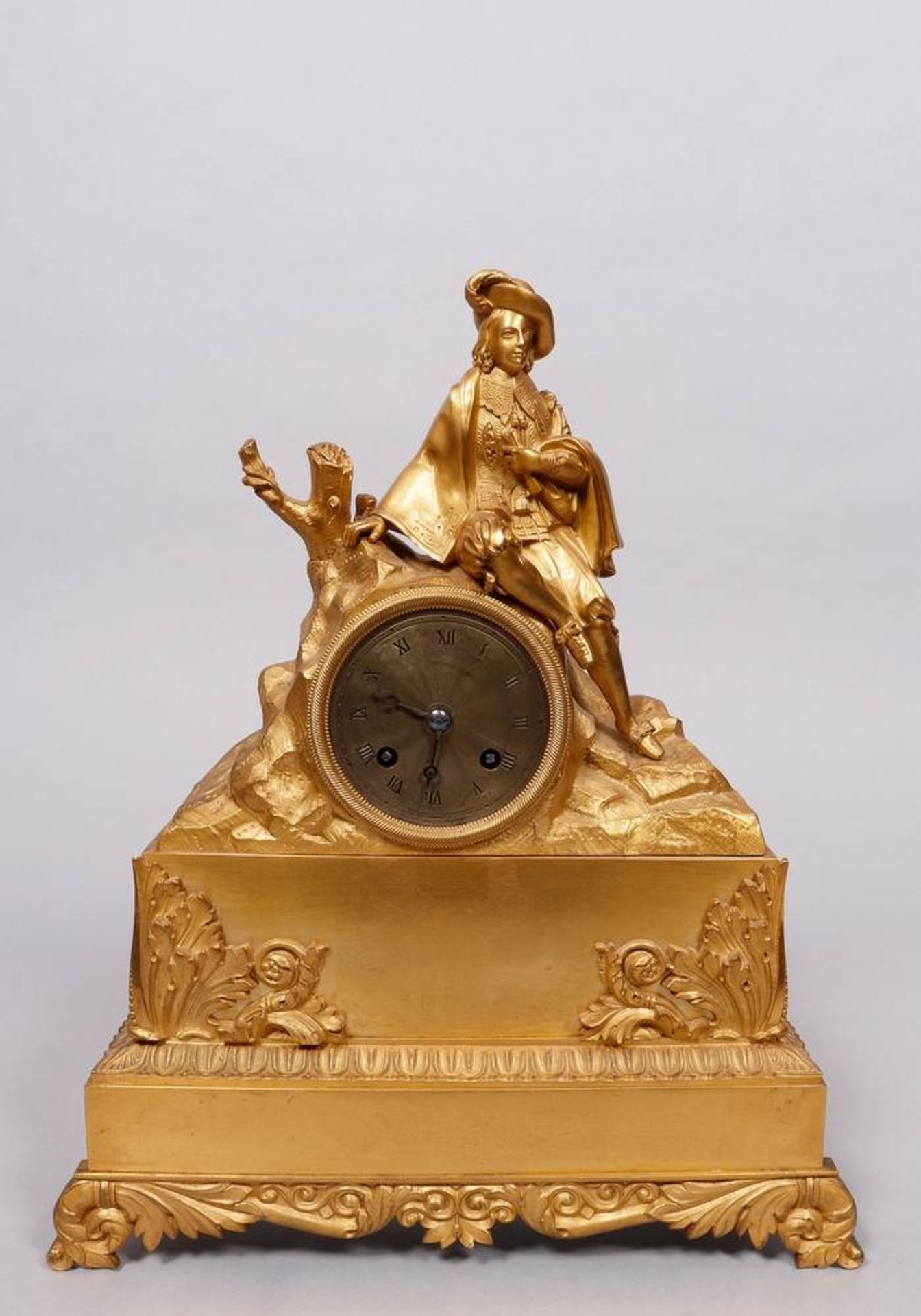 Figuren-Pendule, Frankreich, Mitte 19.Jh., Bronze, vergoldet