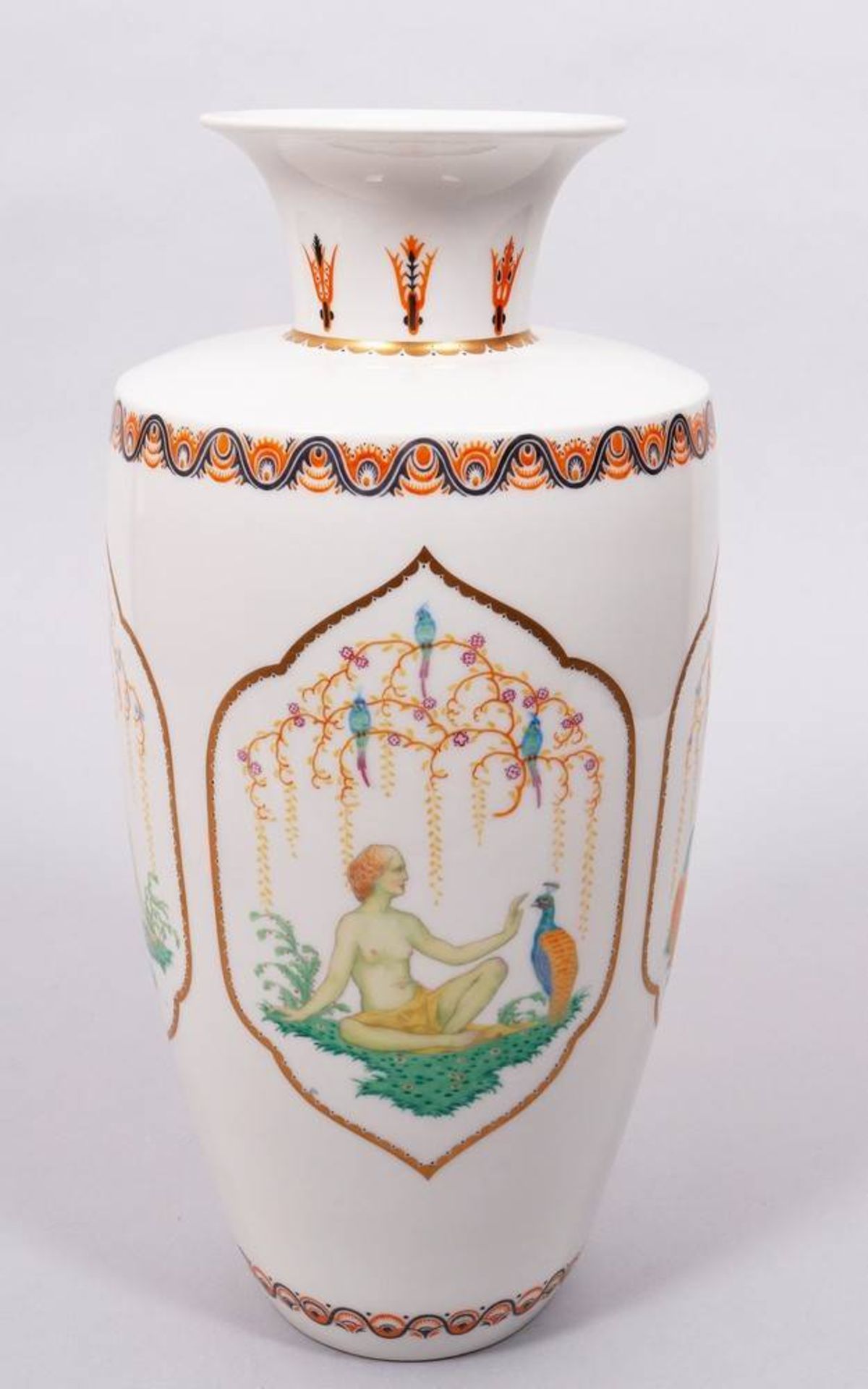 Große Jugendstil-Unikat-Vase, KPM-Berlin, Dekor von Adolf Flad (1881, Berlin -