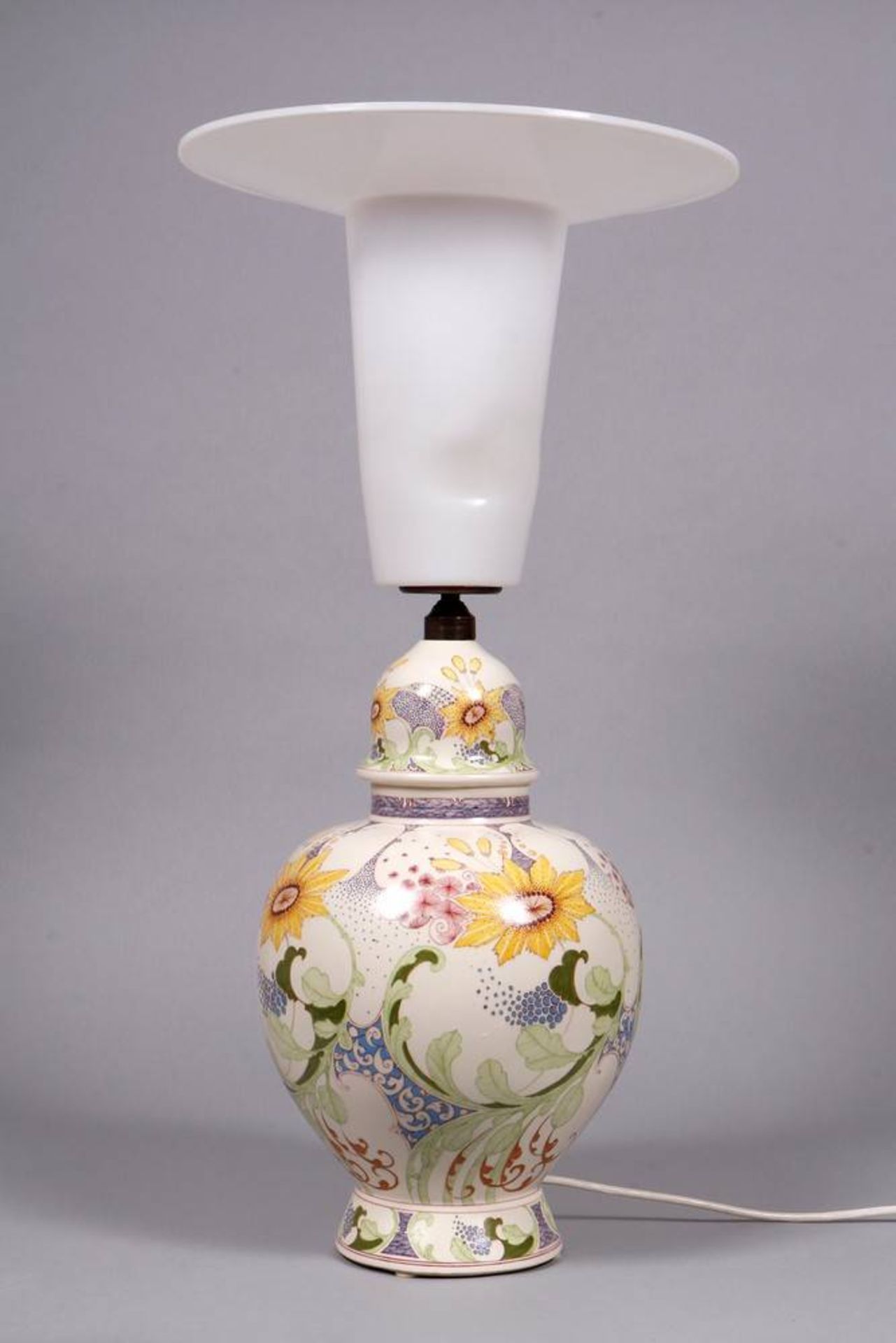 Jugendstil-Tischlampe, Plateelbakkerij Ivora, Gouda, wohl 1920er/30er Jahre - Bild 2 aus 4