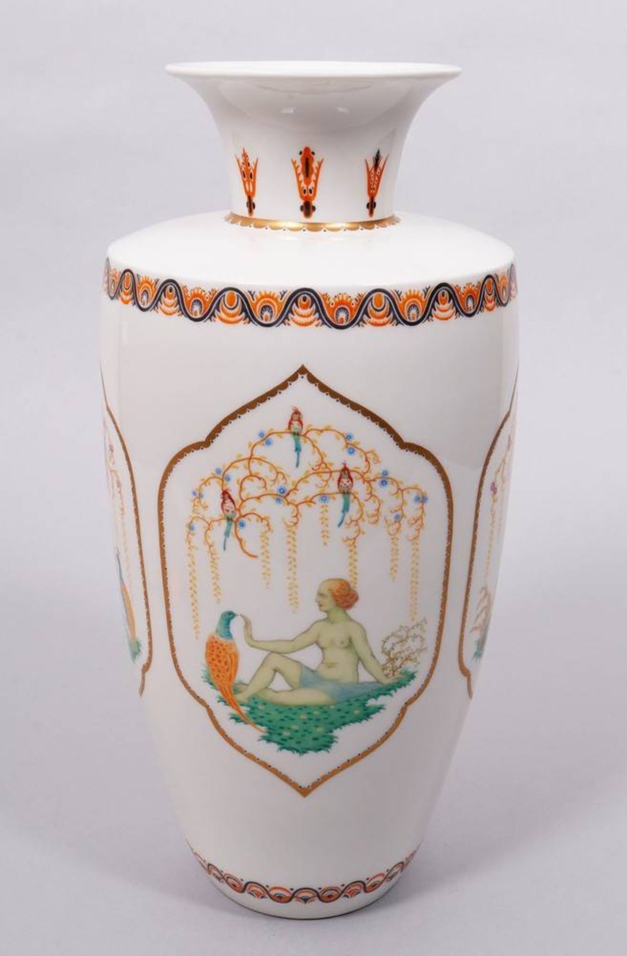 Große Jugendstil-Unikat-Vase, KPM-Berlin, Dekor von Adolf Flad (1881, Berlin - - Bild 3 aus 6