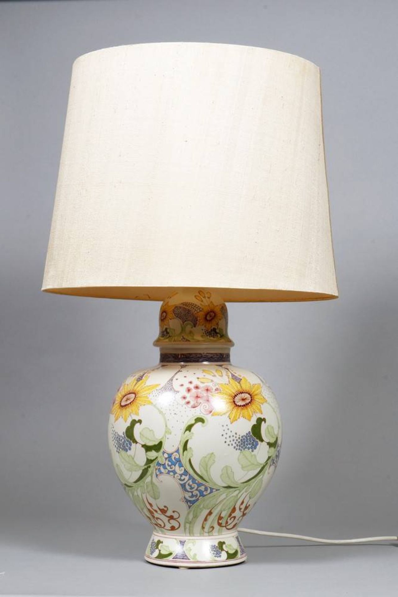 Jugendstil-Tischlampe, Plateelbakkerij Ivora, Gouda, wohl 1920er/30er Jahre