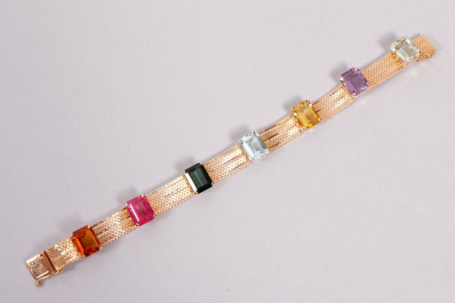Multicolor bracelet, ca. 1950s, 750 gold - Image 2 of 4