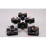 6 SLR-Kameras, Canon, 1980er Jahre