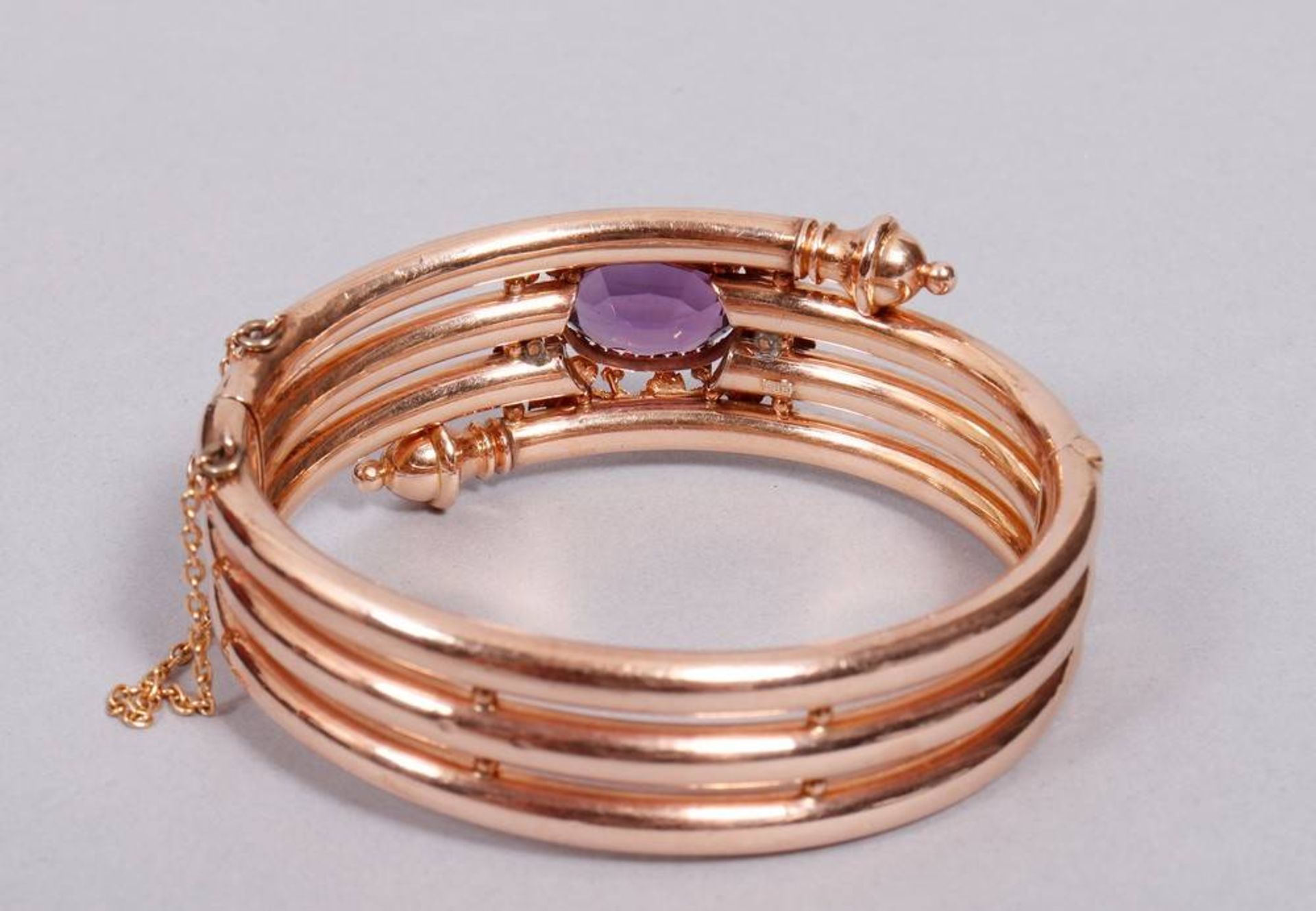 Biedermeier bangle, 585 rose gold, 19th C. - Image 3 of 6