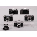 5 SLR-Kameras, Zeiss Ikon/Rollei, 1950er/70er Jahre