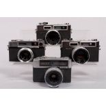 4 Sucherkameras, Yashica, Japan, 1960er Jahre