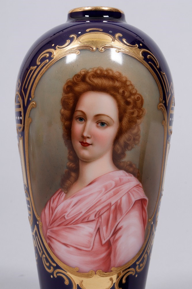 2 lidded portrait vases, Thuringia, ca. 1900 - Image 4 of 6