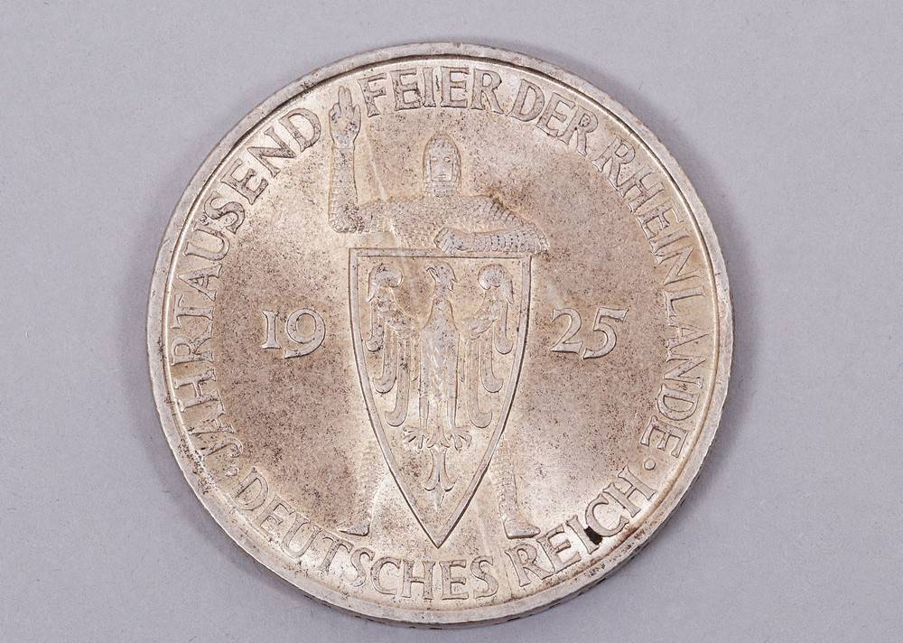 5 Reichsmark 1925 D, hand of oath, SS-VZ