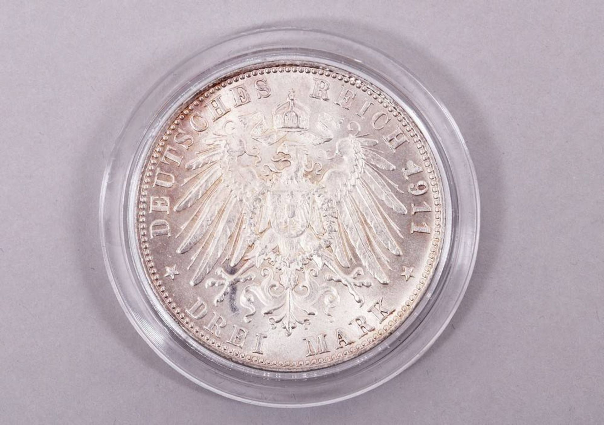 3 Mark 1911 D, Bavaria, Luitpold Prinzregent, VZ-uncirculated - Image 2 of 2