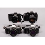 4 SLR-Kameras, Nikon, 1980er Jahre