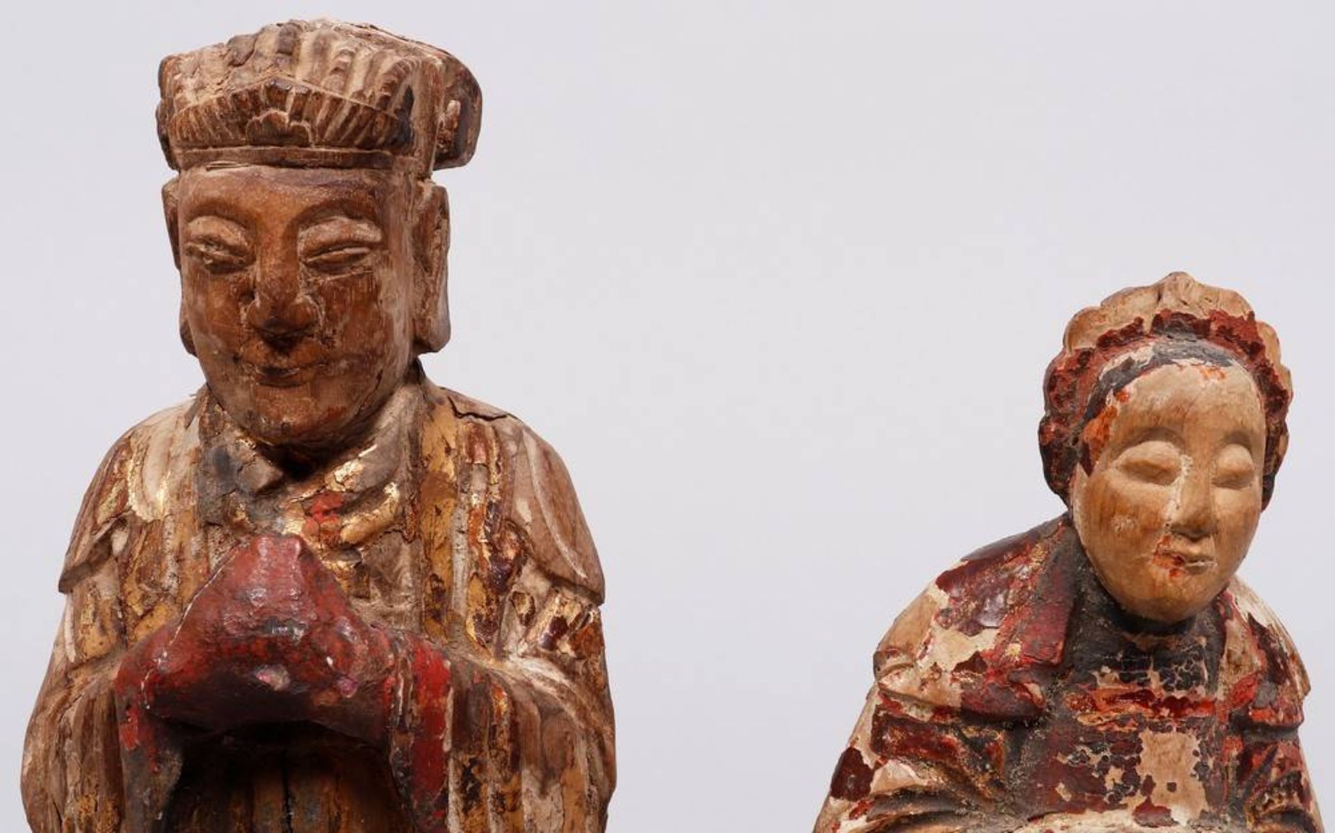 Pair of carved figures, China, probably 18th/19th C. - Image 3 of 6
