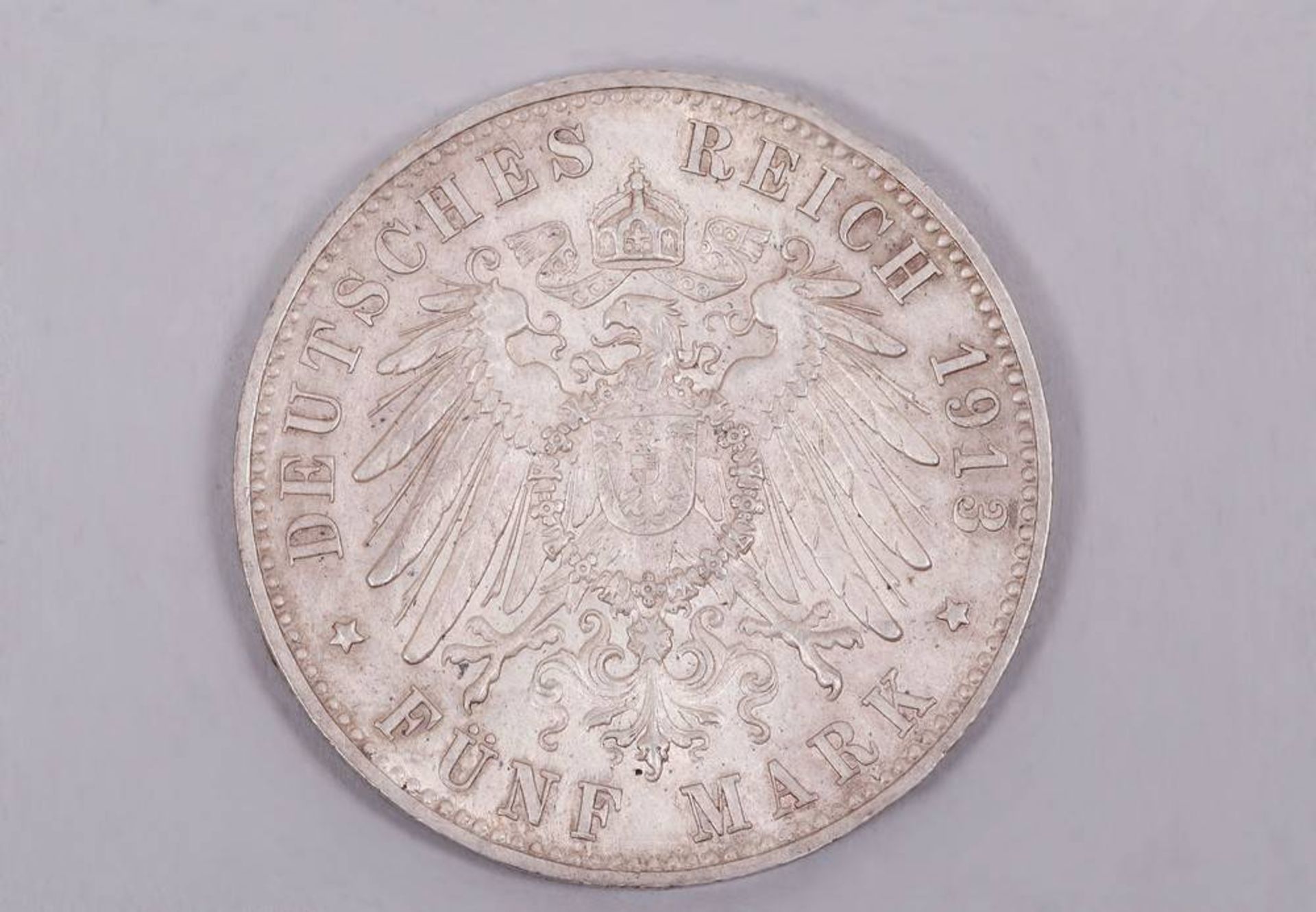 Württemberg 5 Mark, 1913 A, SS-VZ - Image 2 of 2