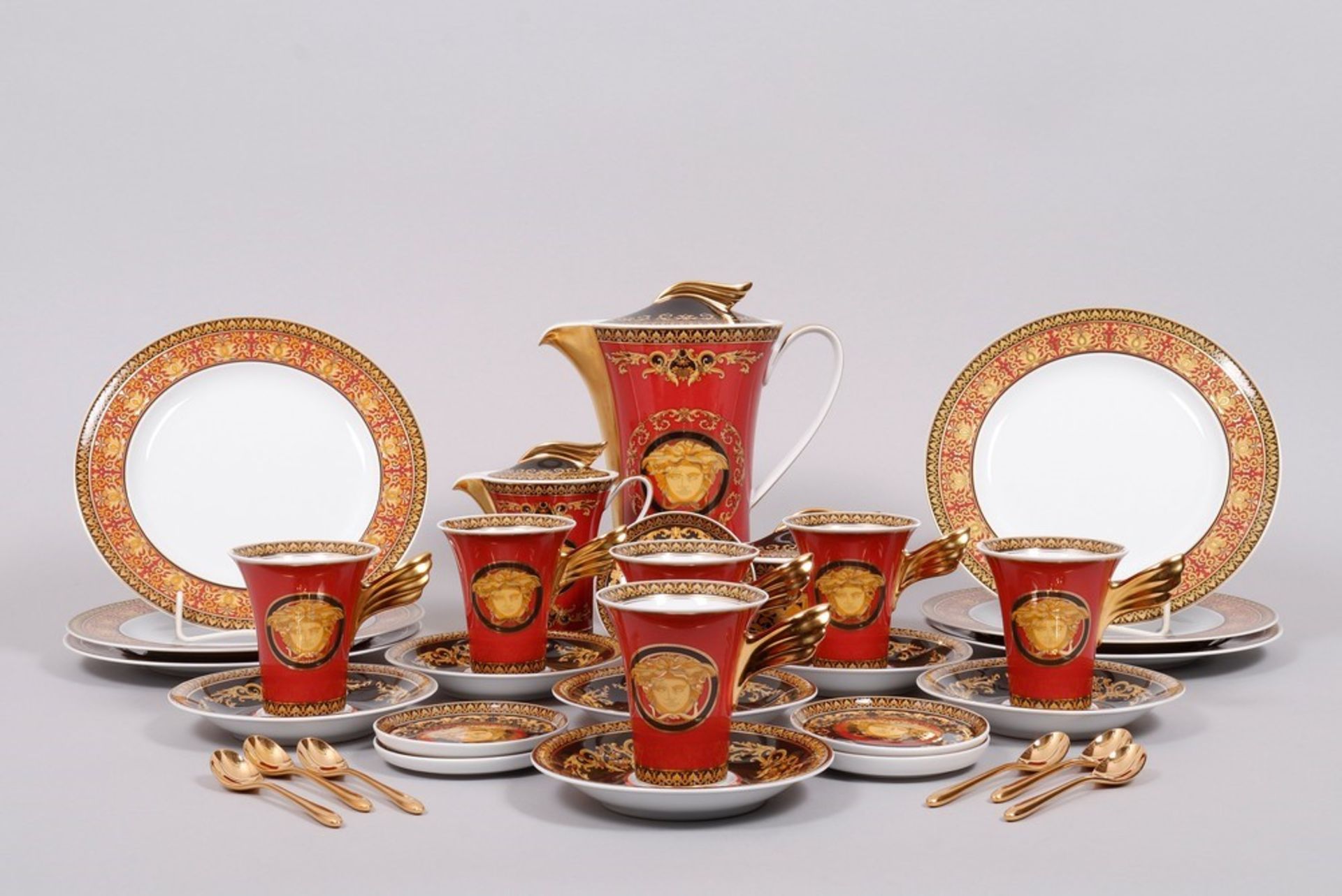 "Medusa" coffee service, Rosenthal meets Versace, "Mythos" form design Paul Wunderlich, "Medusa red
