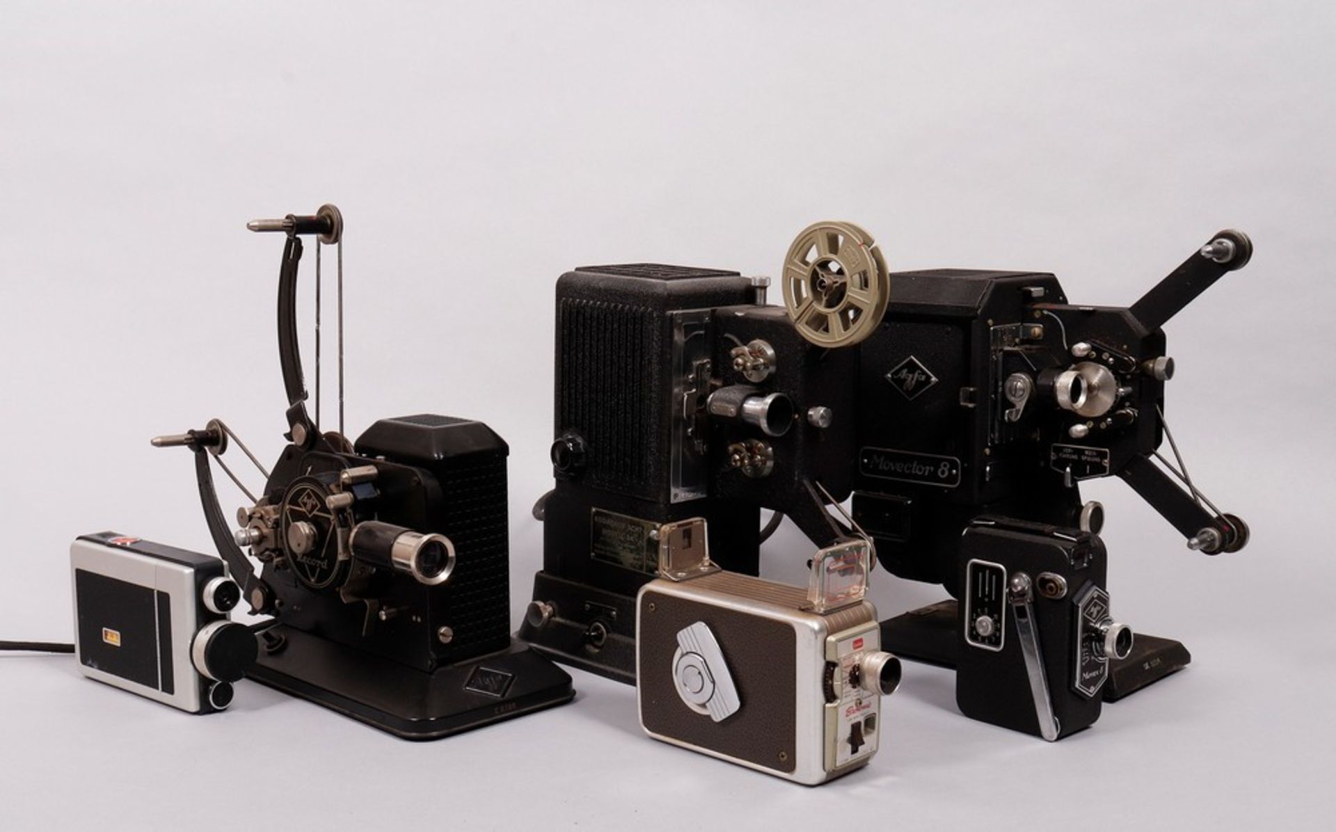 3 8mm film cameras and 3 projectors, Agfa / Kodak, 1st half 20th C.