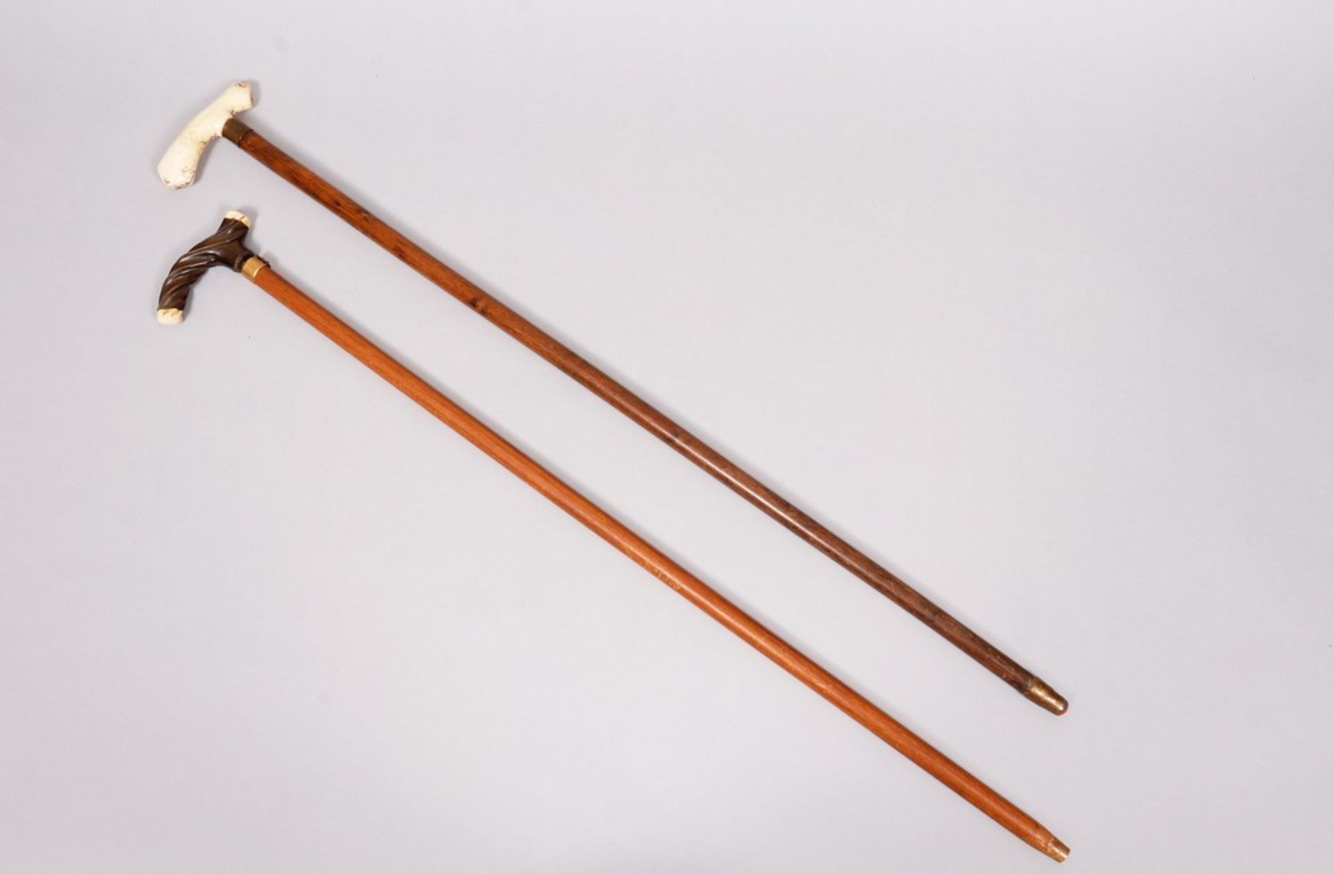 2 walking sticks, probably German, late 19th C.