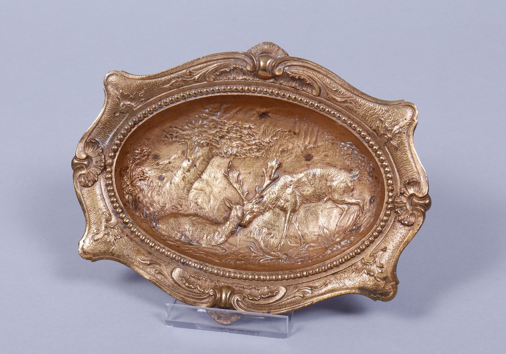 Calling card tray, gilt bronze, poss. german, ca. 1900 