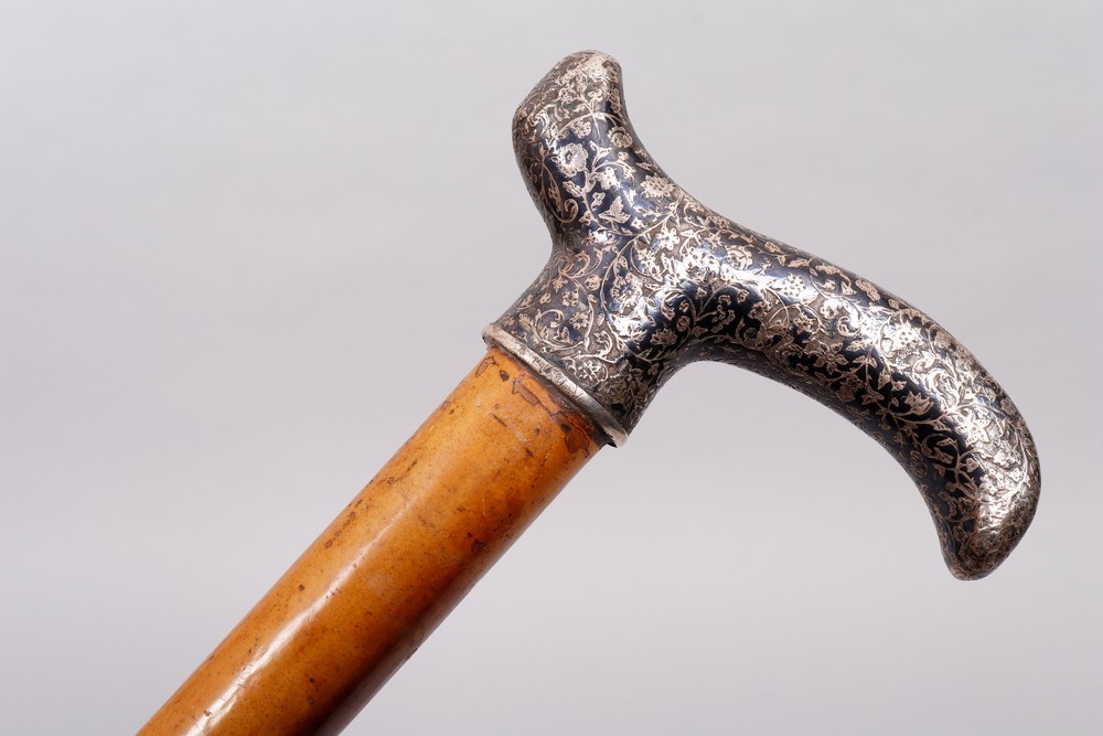 Walking stick, silver, probably Russia, ca. 1900 - Image 3 of 3