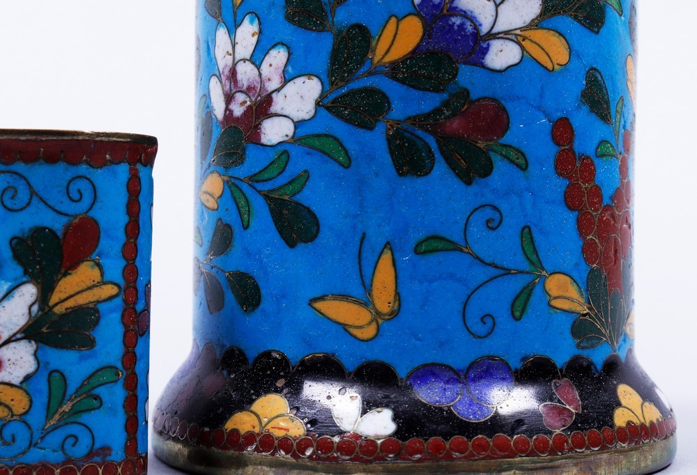 Cloisonné-smokers set, Russia, late 19th C.  - Image 3 of 5