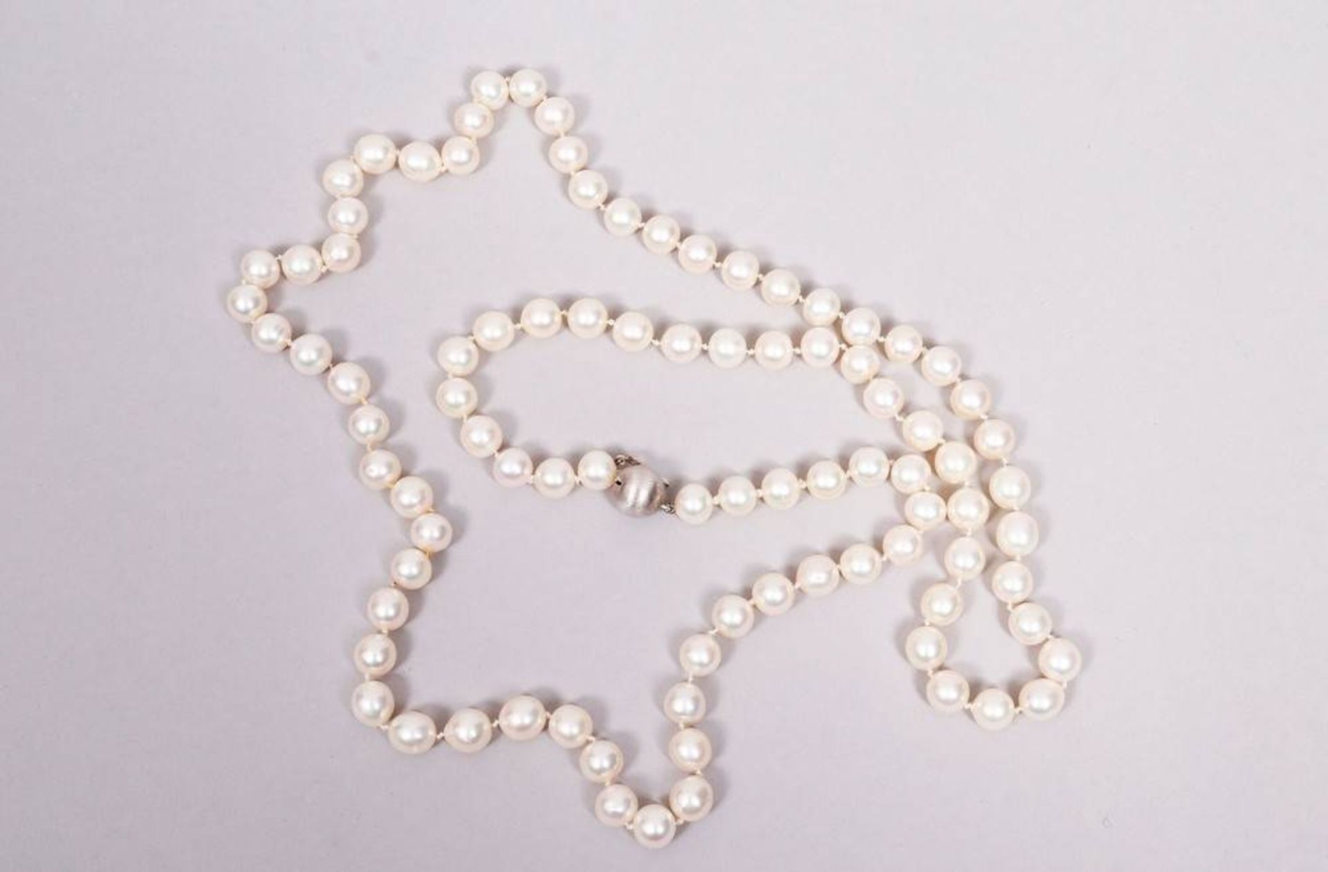 Pearl necklace, 585 WG ball clasp - Image 3 of 4