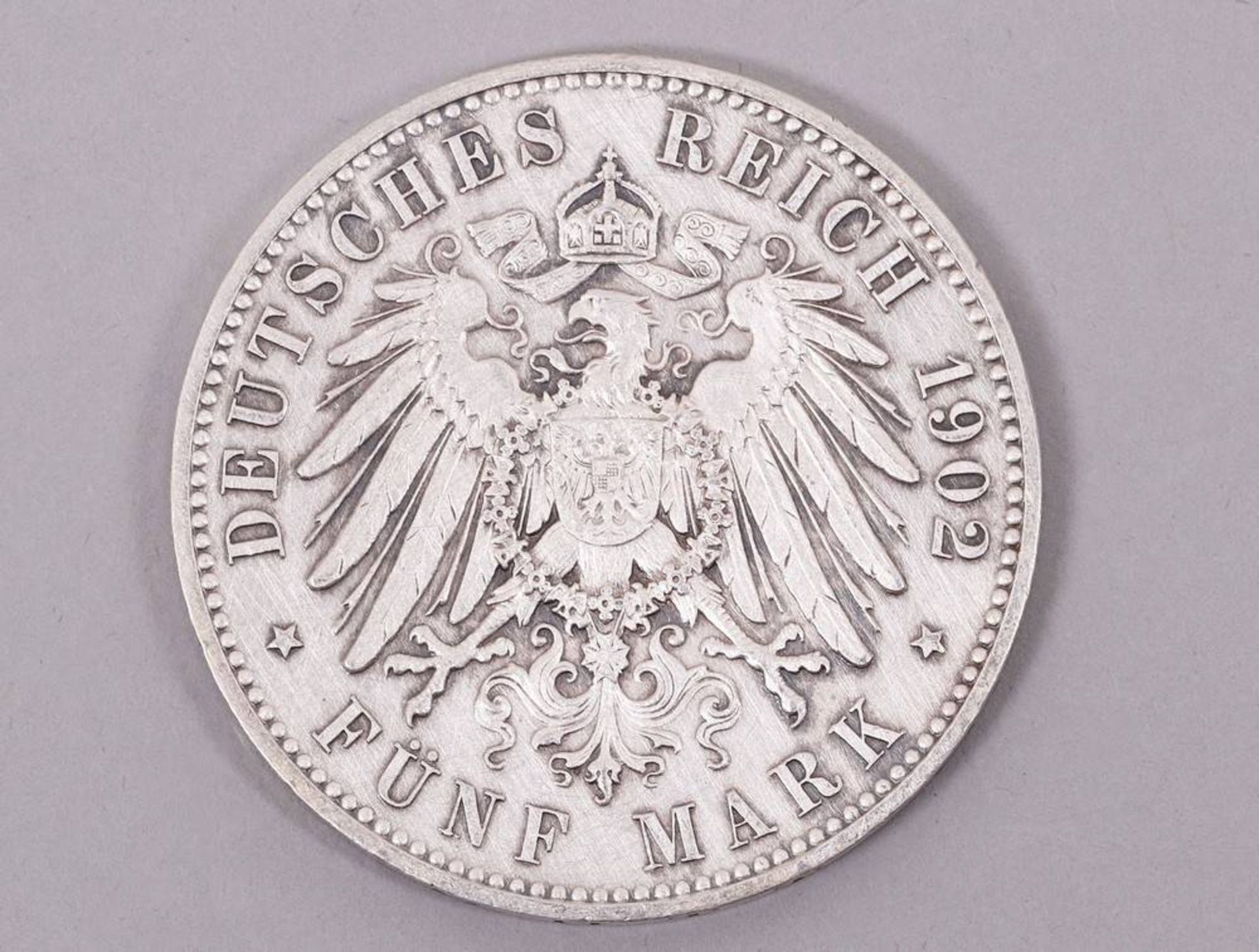Saxony 5 Mark, 1902 E - Image 2 of 2
