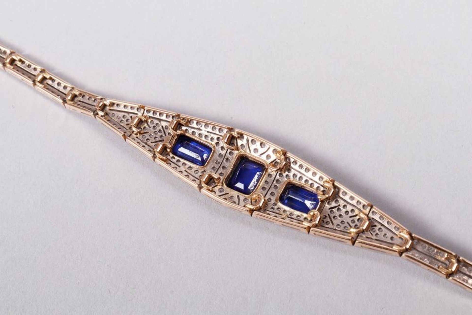 Art Deco bracelet with diamonds and sapphires, 750 gold - Image 4 of 4