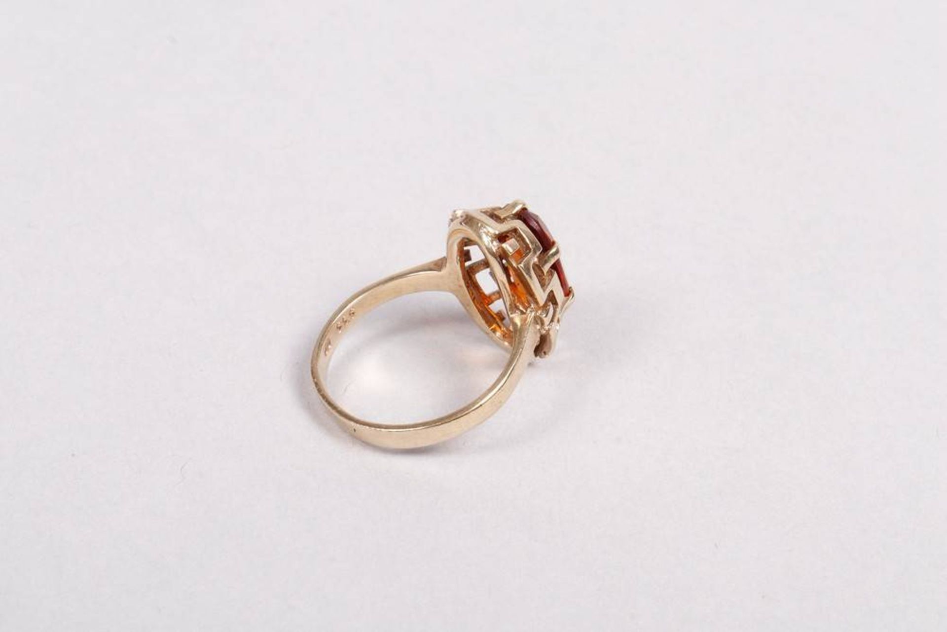 Ring with honey yellow citrine, 333 yellow gold - Image 4 of 5