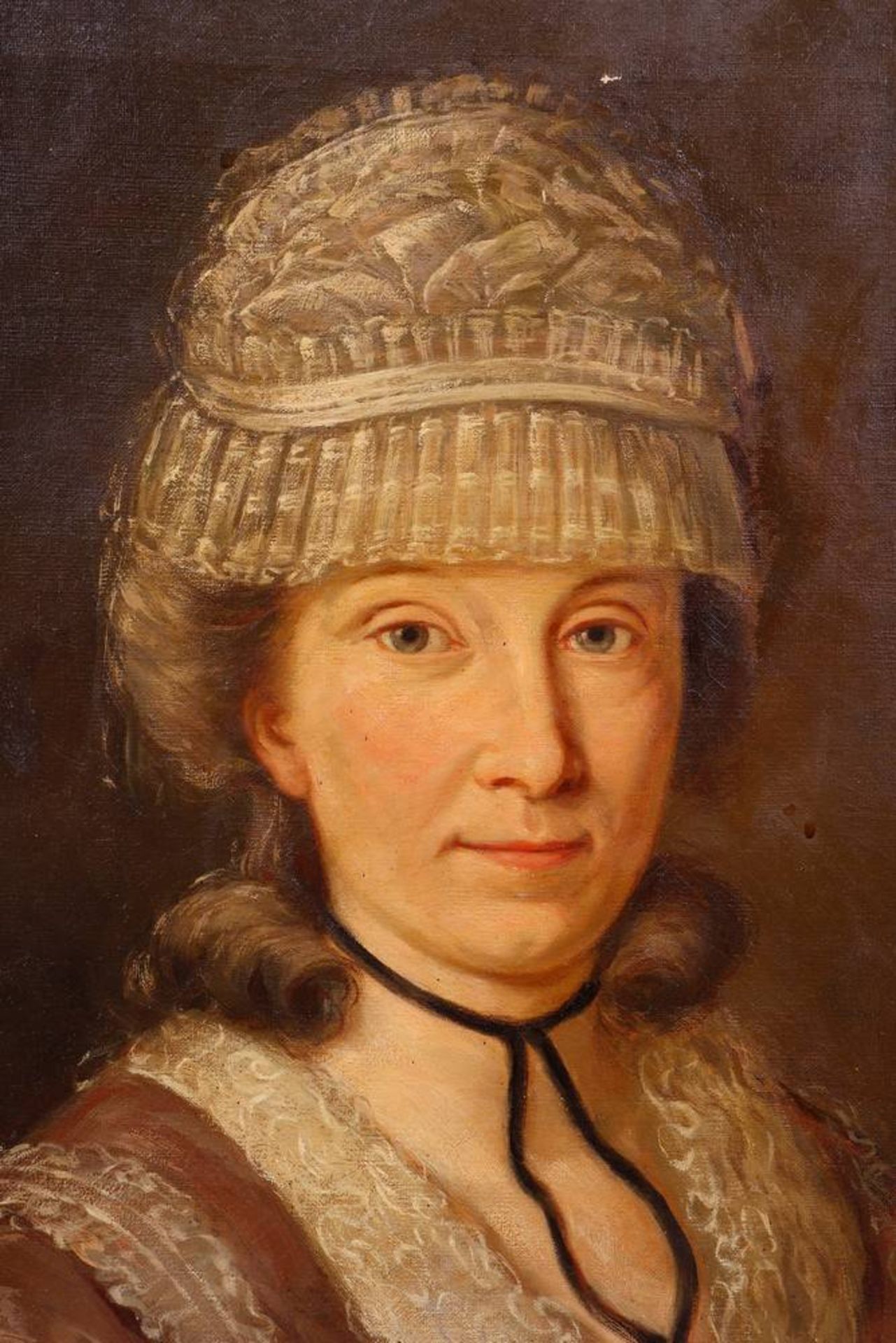 Portrait of a Lady with a Lace Bonnet, 18th/19th C. - Image 3 of 6