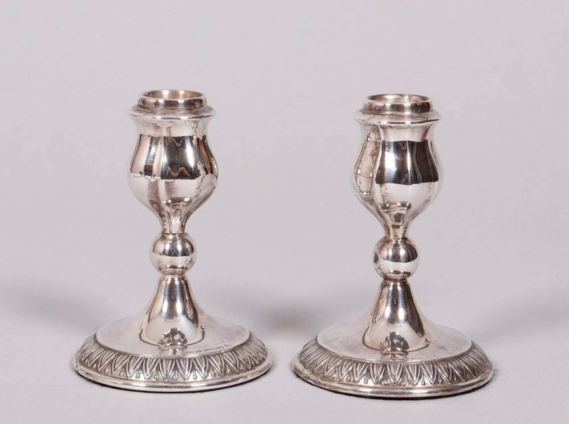 Pair of candlesticks, 925 silver, German, early 20th C.