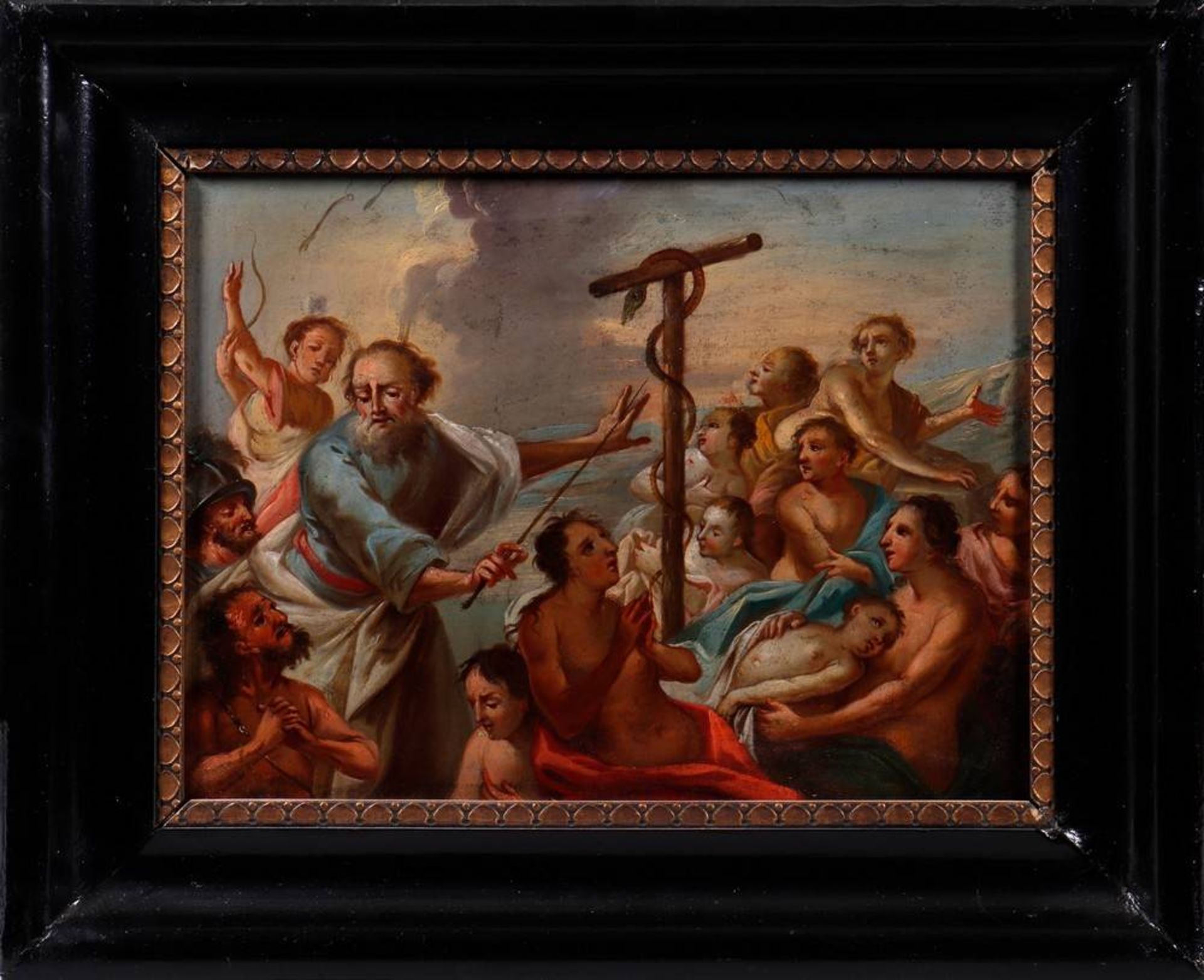 Moses with the Brazen Serpent, healing a group of the sick