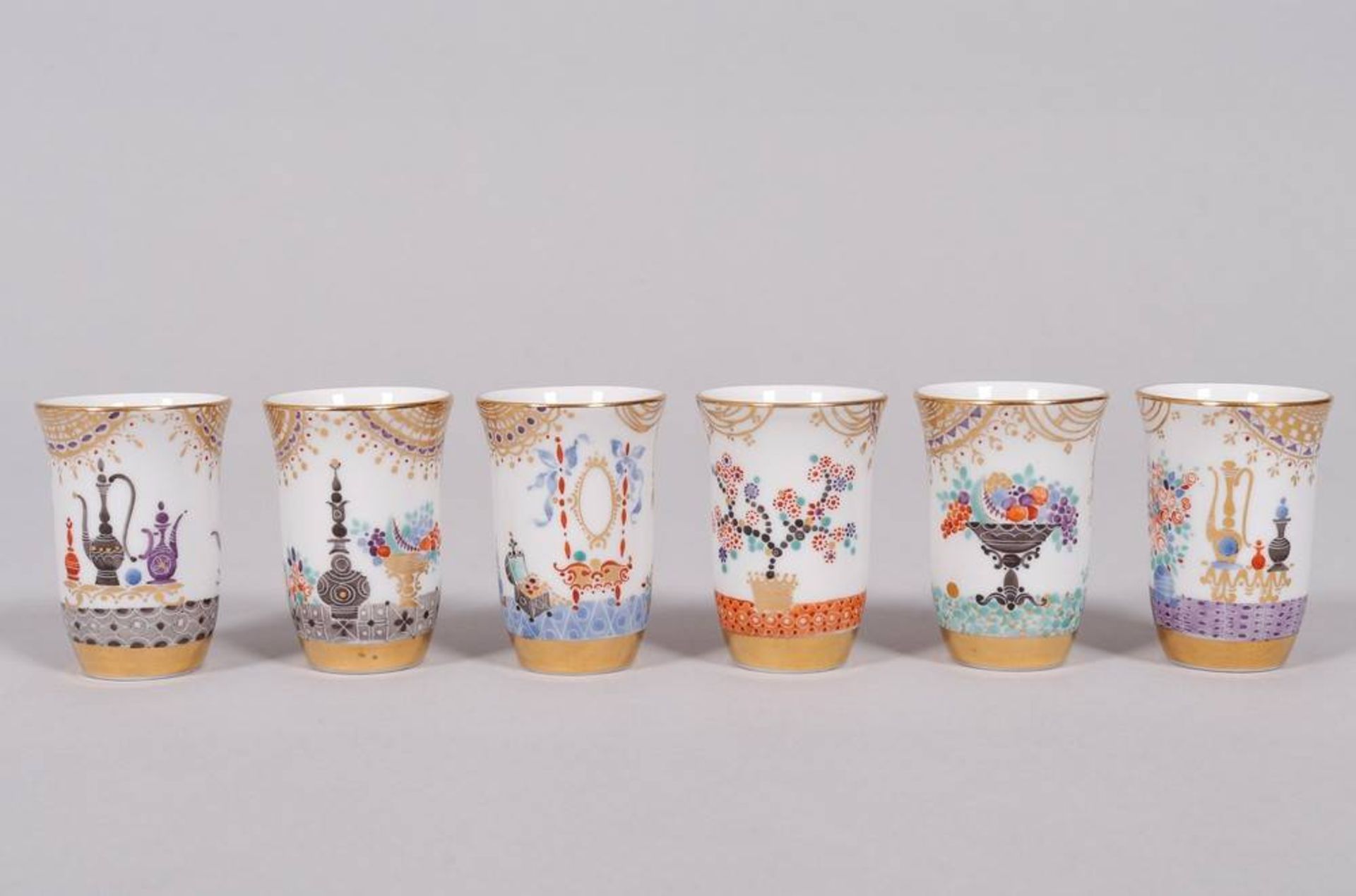 Liqueur set on tray for 6 persons, Meissen, form design Paul Scheurich (1883, New York City - 1945, - Image 15 of 18