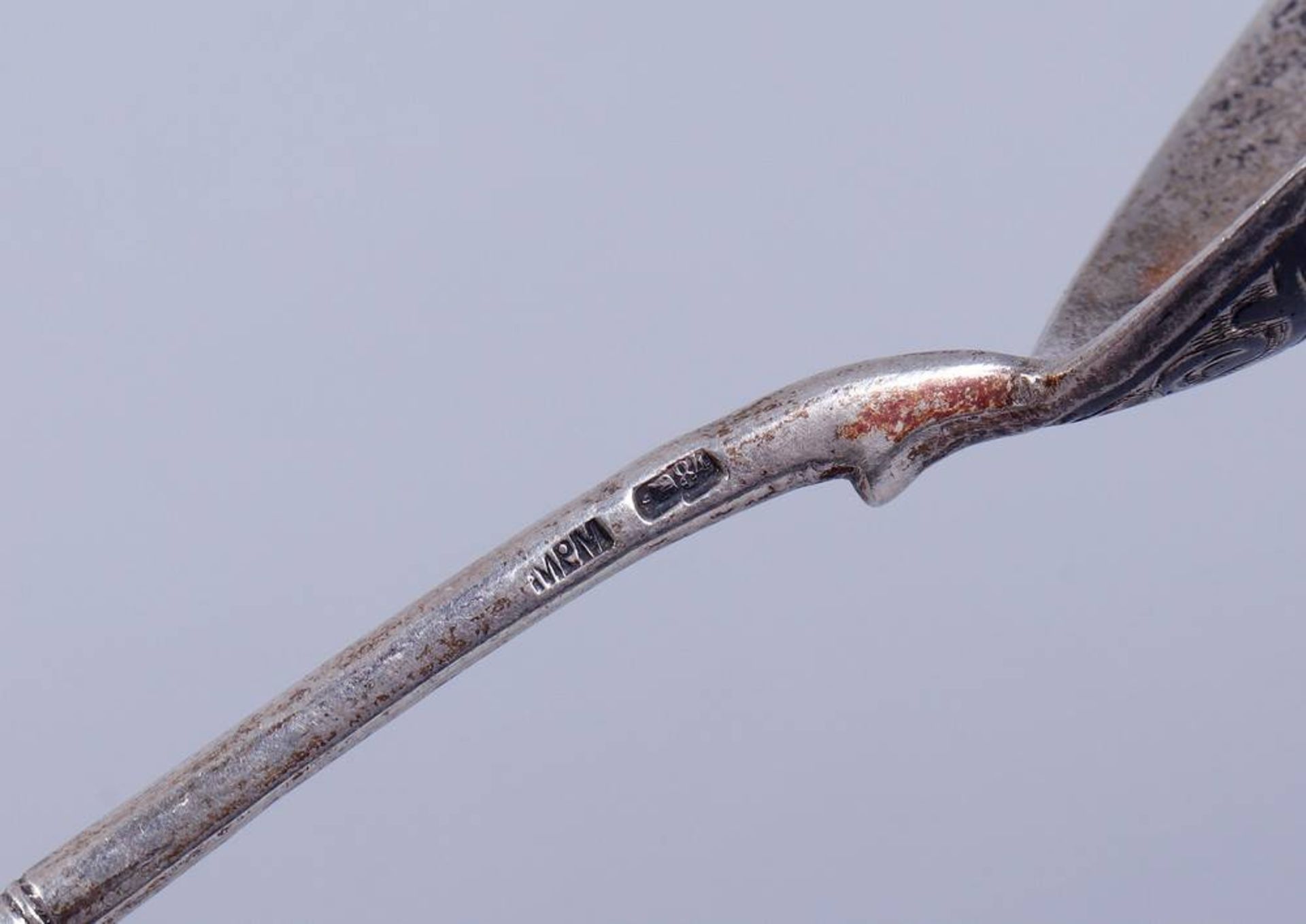 Cream spoon, silver, 84 Zolotnik, Kiev, ca. 1910  - Image 5 of 5