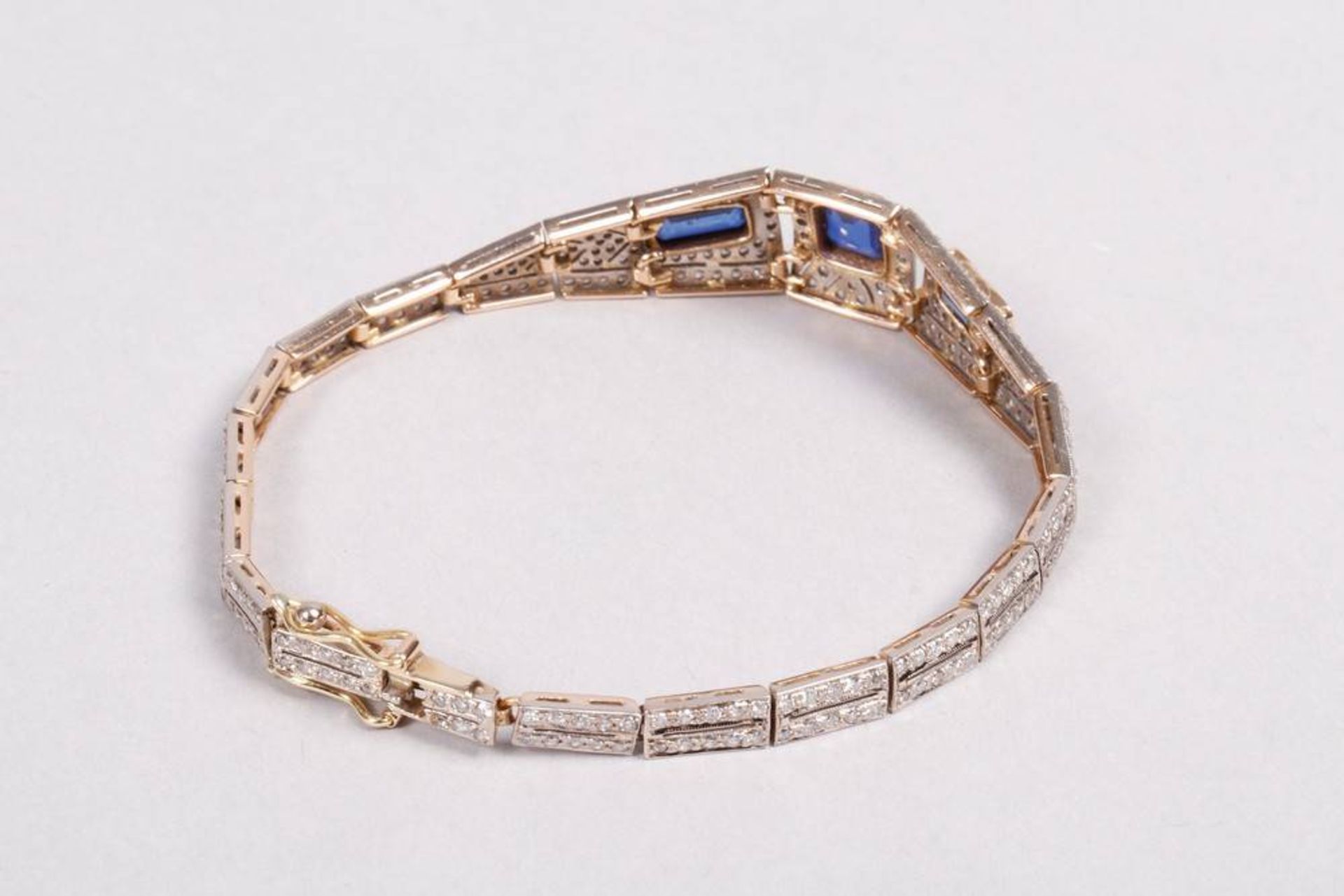 Art Deco bracelet with diamonds and sapphires, 750 gold - Image 2 of 4
