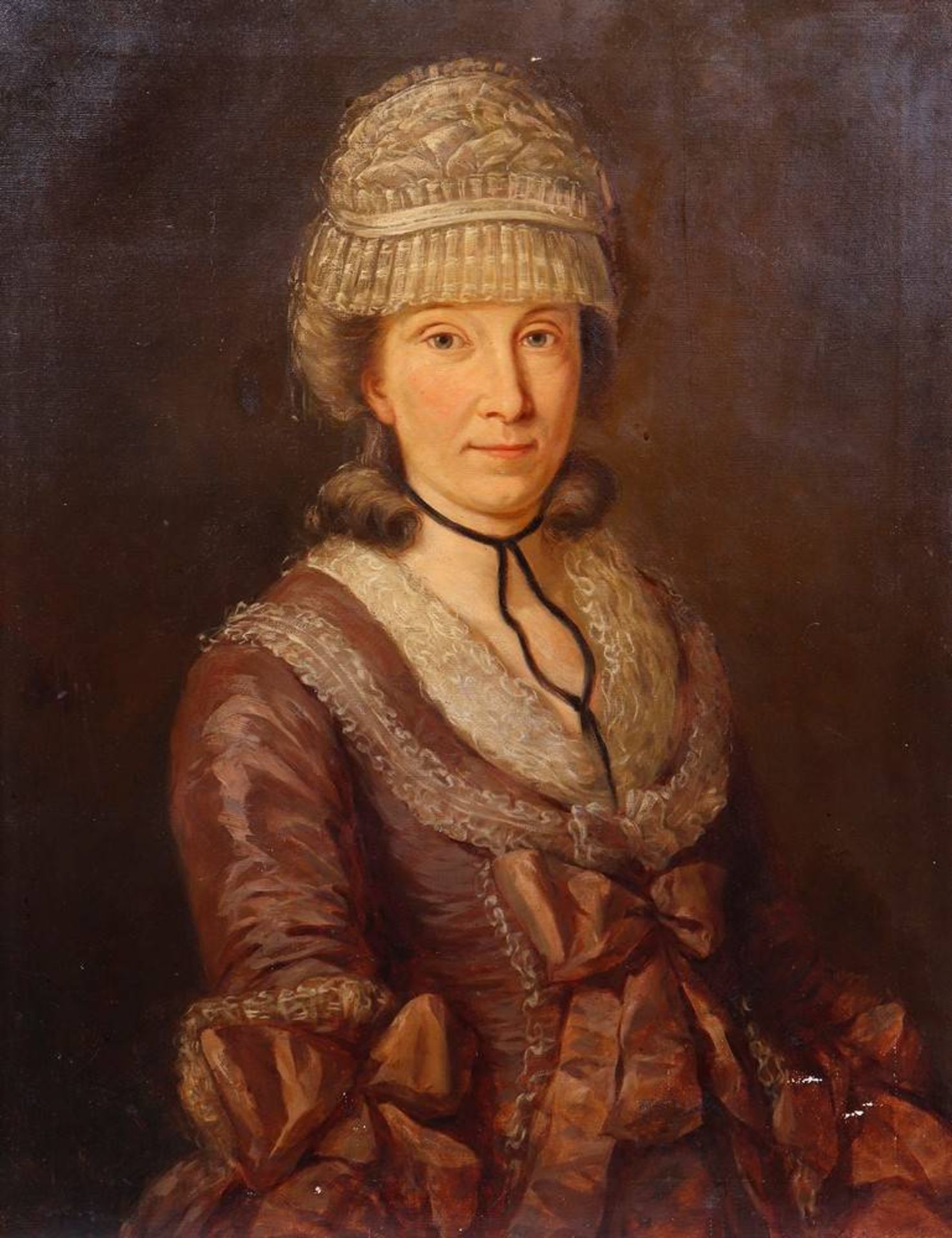 Portrait of a Lady with a Lace Bonnet, 18th/19th C. - Image 2 of 6