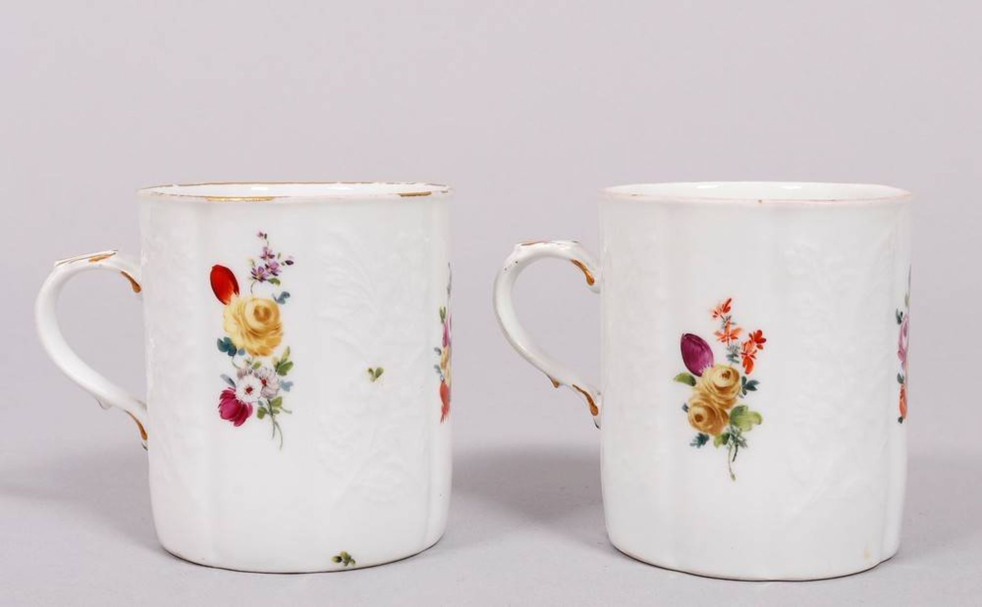 2 cups, Meissen, form by Johann Joachim Kaendler, "Gotzkowsky-Dessin", probably manufactured middle - Image 3 of 6