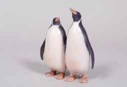 A pair of large penguins, designed 1914 by Theodor Madsen for Royal Copenhagen, Denmark, manufactur