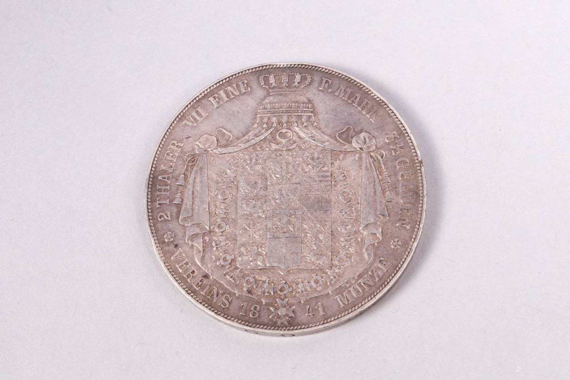 2 Thaler / Doppelthaler, 3 1/2 Gulden, 1841, Prussia, silver, SS-VZ - Image 2 of 2