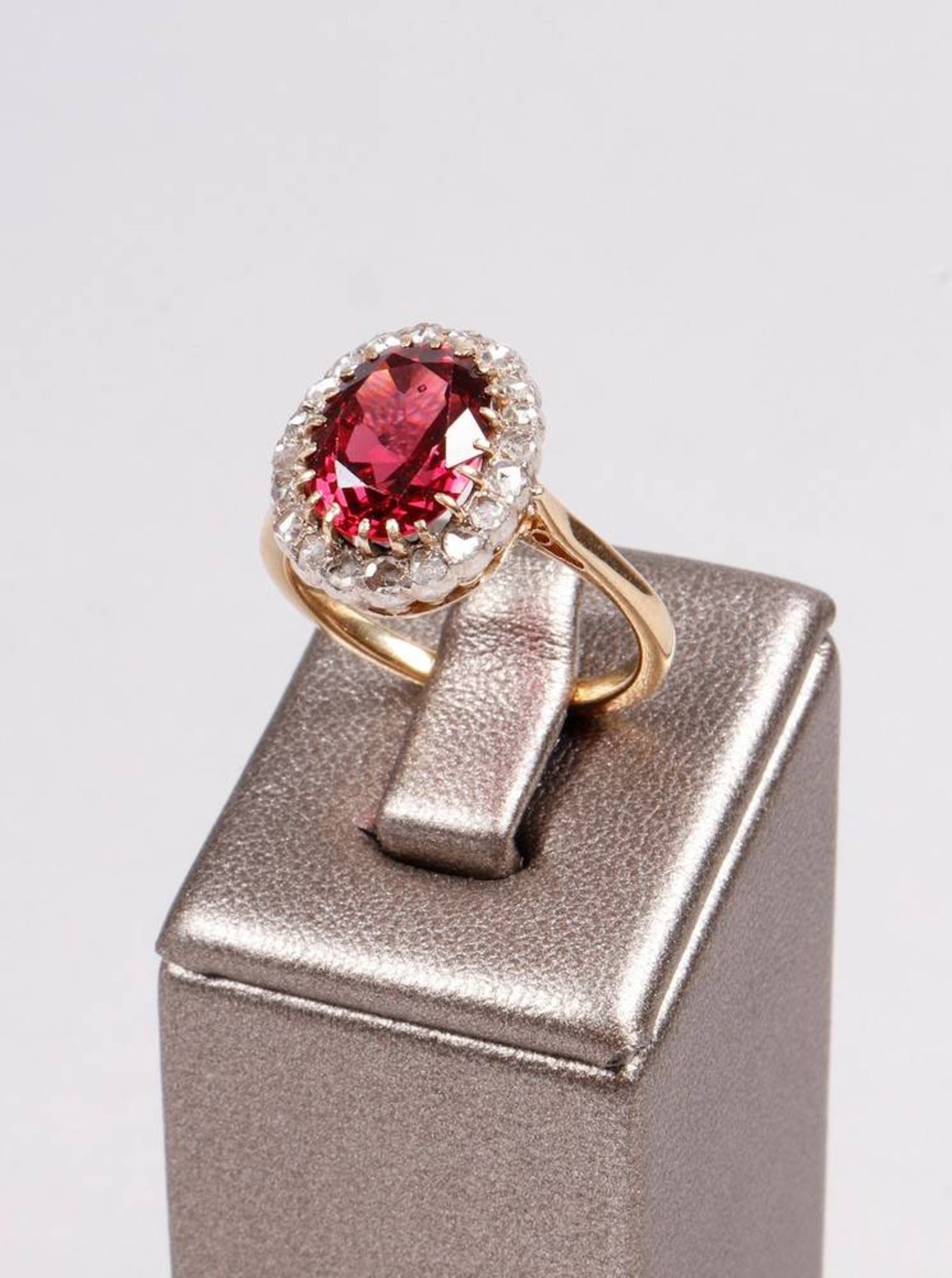 Entourage ring with natural blood-red spinel, 