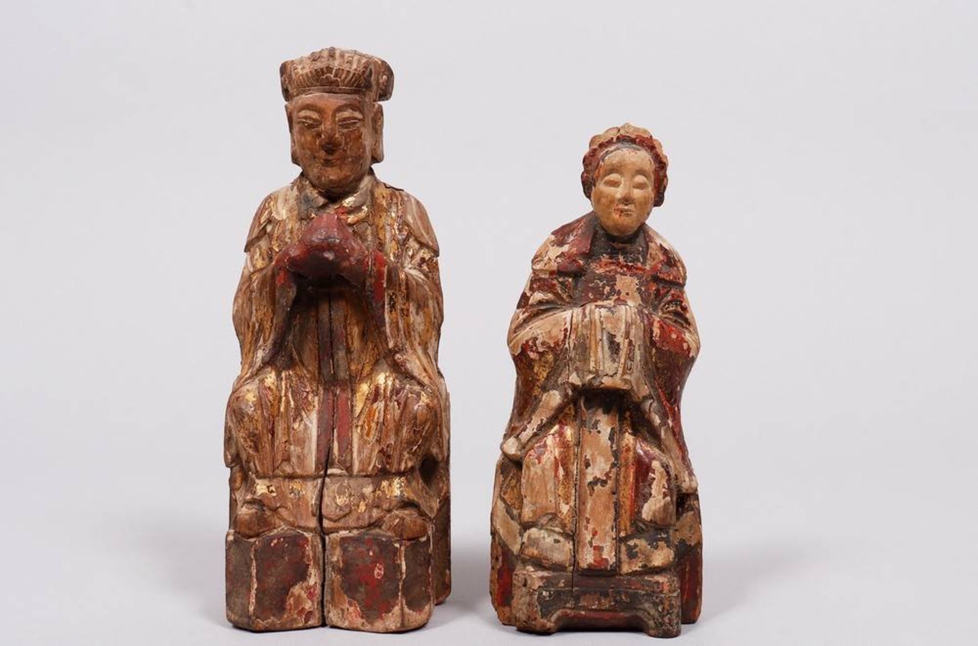Pair of carved figures, China, probably 18th/19th C. - Image 2 of 6