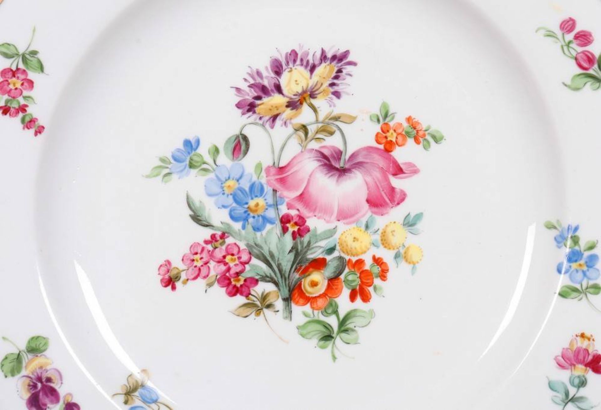 Plate, Meissen, 1816/1824, decor "German flower" - Image 2 of 3