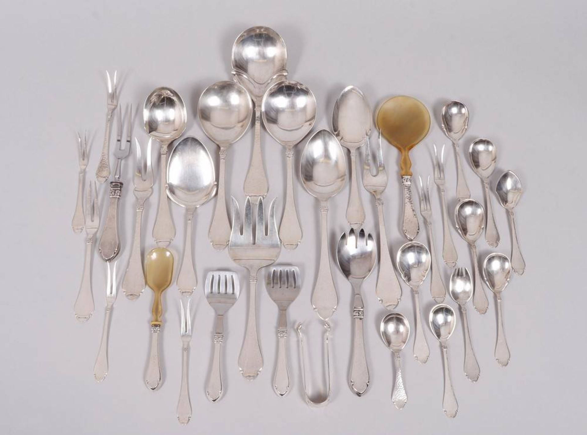 Extensive serving cutlery-set, silver, W & S Sorensen/S.P. Gottlob et al., Denmark, 1st half  20th 