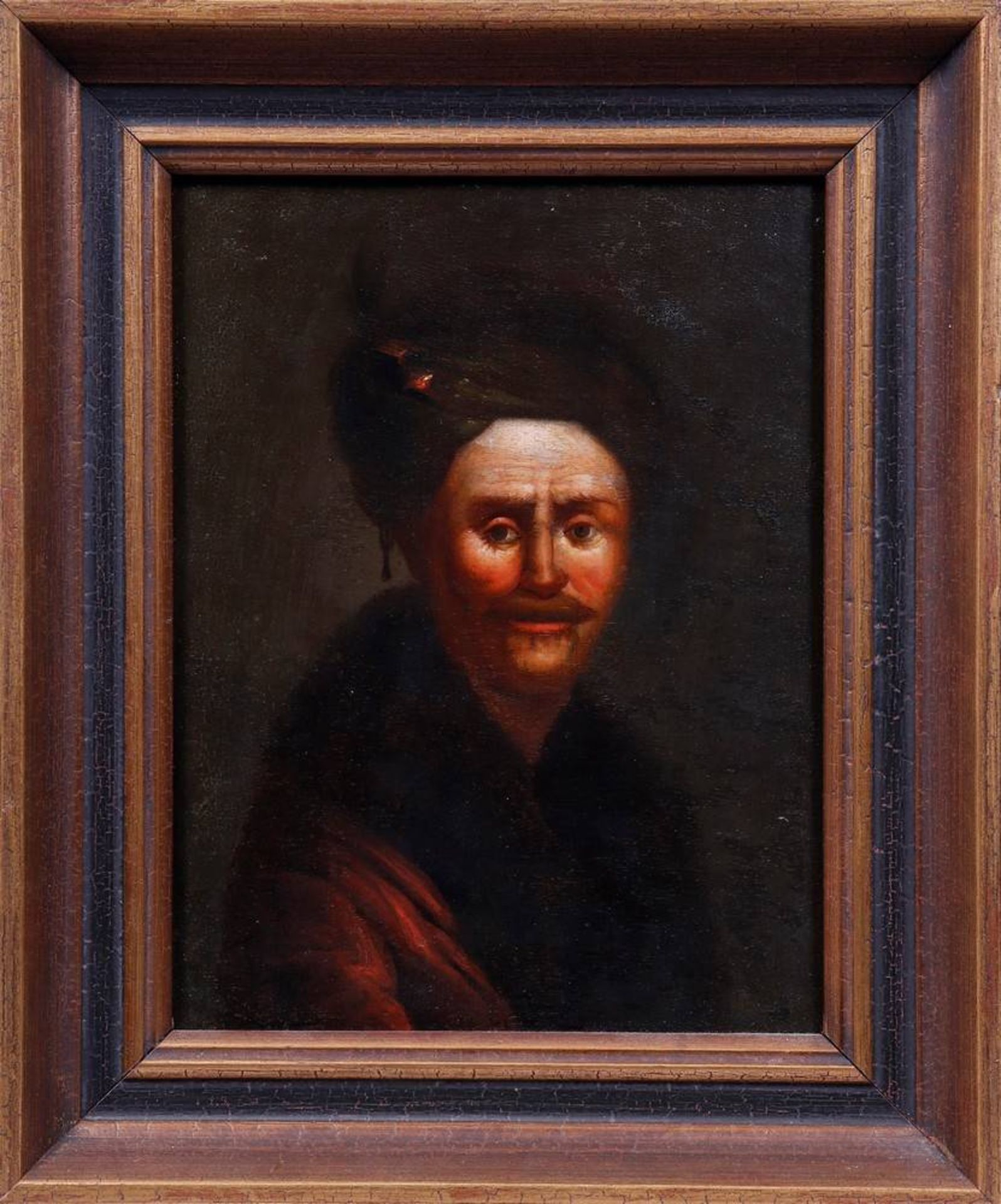 Depiction of a bearded man with a turban and fur collar, 19th C.