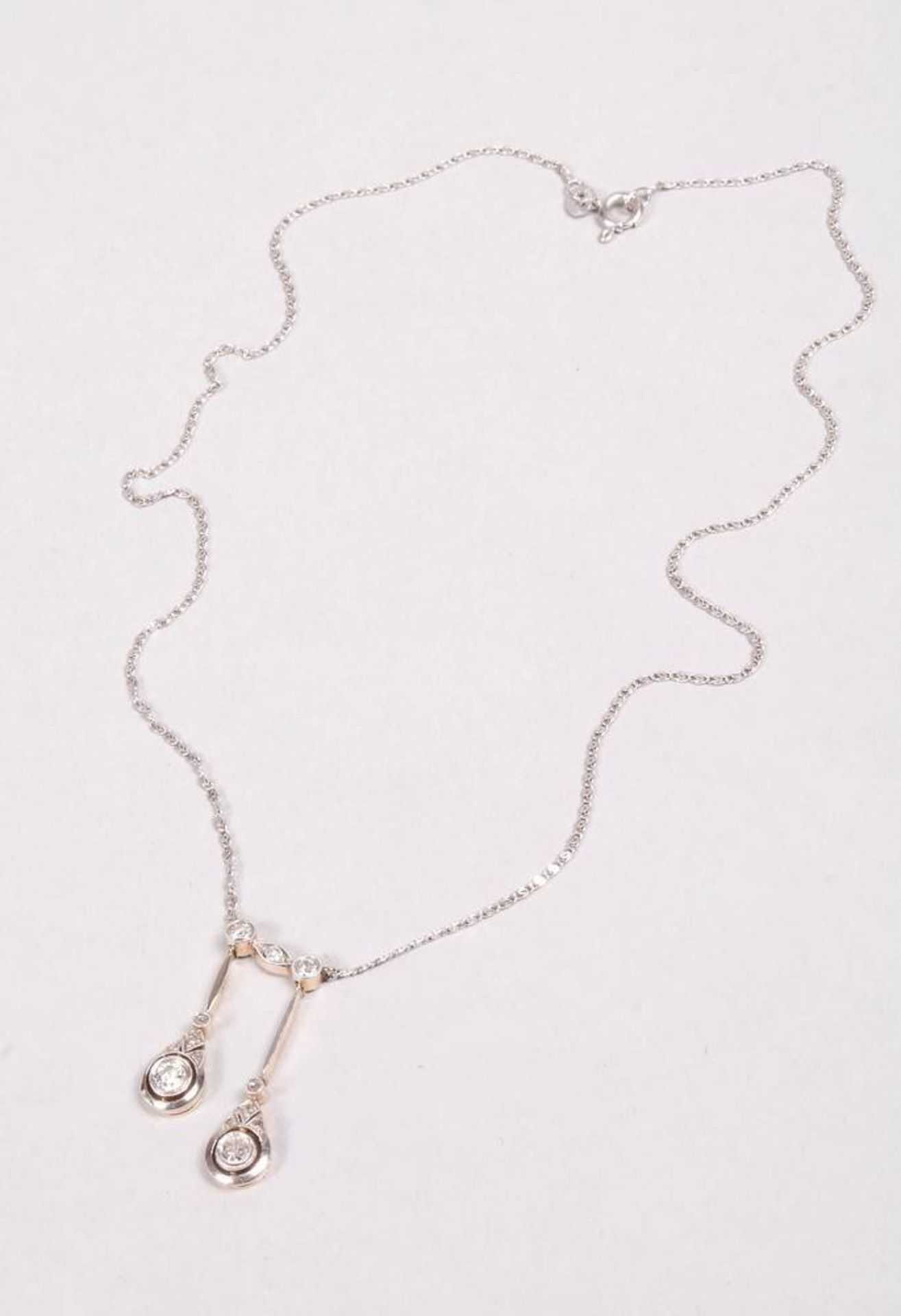 Art Deco necklace, so-called Negligee Lavalière with diamonds, 585 and 750 gold, probably German, c - Image 2 of 5