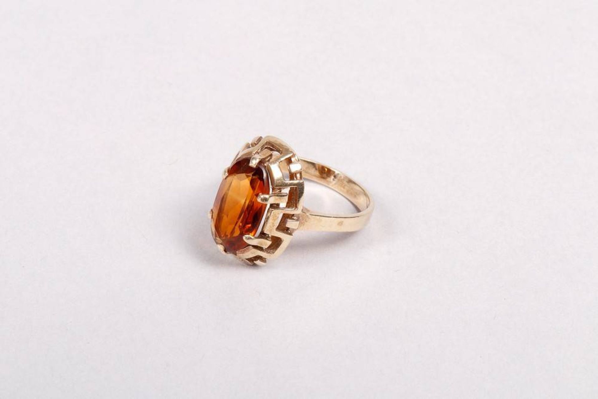 Ring with honey yellow citrine, 333 yellow gold - Image 3 of 5