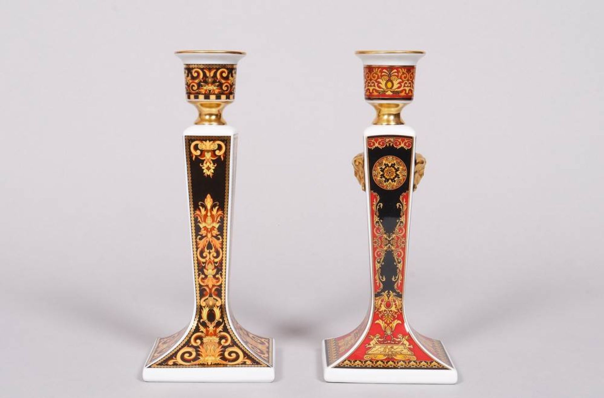 Two candlesticks, Rosenthal meets Versace, form "Mythos" by Paul Wunderlich, decors "Barocco" and " - Image 6 of 9