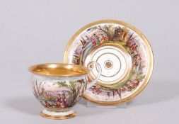 Biedermeier cup and saucer, Meissen, 19th C.,