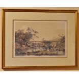 3 engravings depicting old Hong Kong and Macao entitled 'Aqueduc De Bambou_Ile De Hong Kong', 'Place