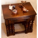 A Coffee table; oak nest of tables (2)