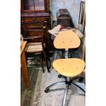 A 20th Century Singer sewing workstation; two pine chairs; office chair (4)