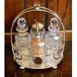 A quantity of silver and silver plated items to include spoons, forks, cruet set on stand, lidded