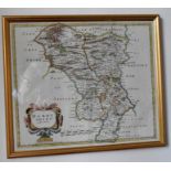 A framed Robert Morden map of Darbyshire and 2 other framed maps of Staffordshire and Shropshire